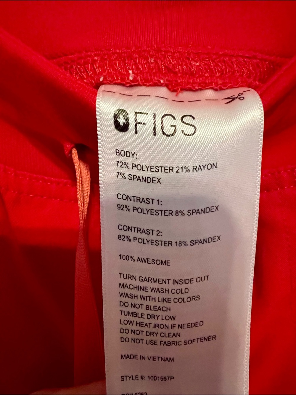 Figs Technical Collection Top - Bright Red with White Logo - Picture 5 of 8